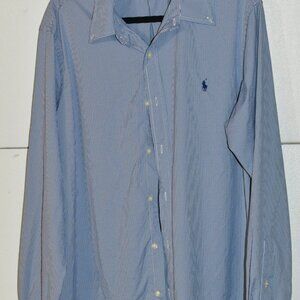 Ralph Lauren Polo Mens Blue Plaid Performance Button Up Shirt Size XL